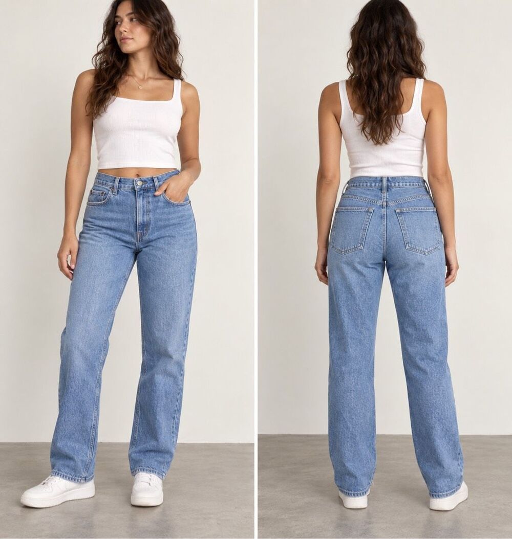 Abercrombie & Fitch The 90s Straight Jean Size 34/18L Ultra High Rise Light Wash
